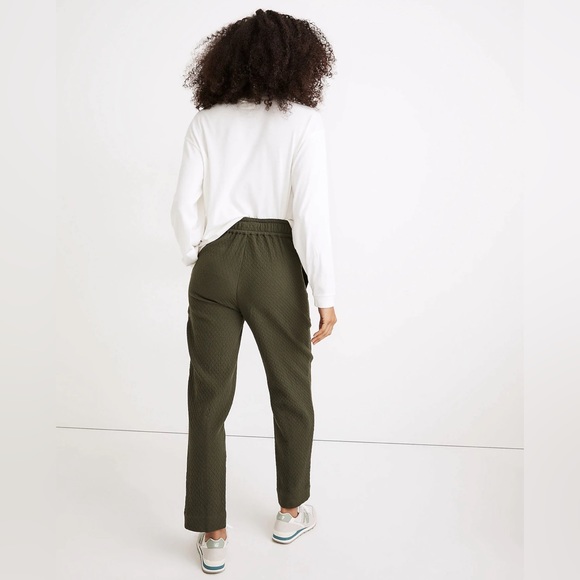 NWT - Madewell Pull On High Rise Tapered Pants in Diamond Jaquard Green - Size L - Picture 3 of 8